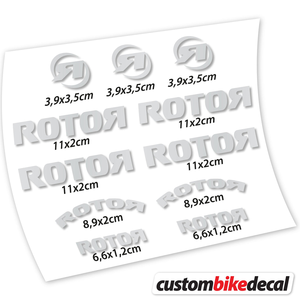 Light Silver decal for Rotor logo – bike sticker vinyl