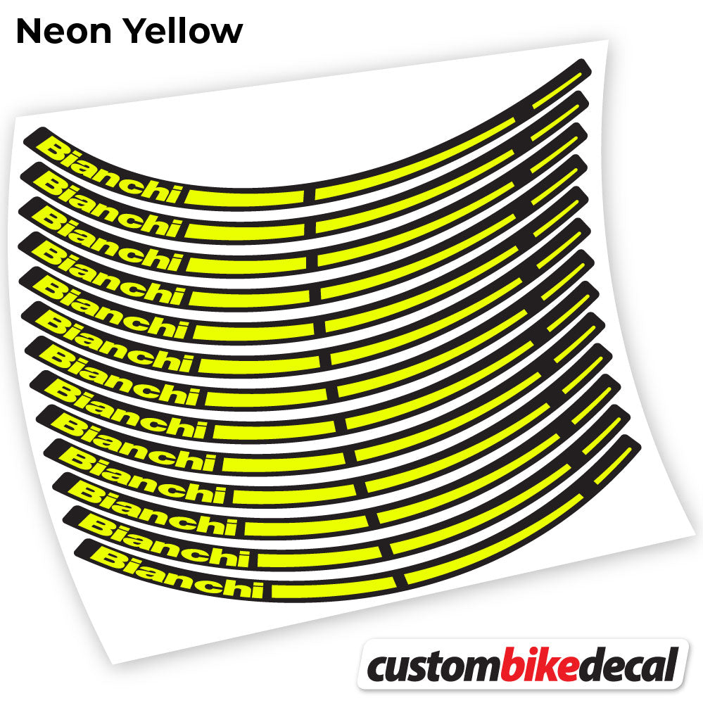 Neon Yellow decal for Bianchi MTB wheel – bike sticker vinyl