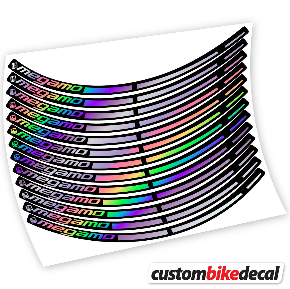 Hollographic decal for Megamo MTB wheel – bike sticker vinyl