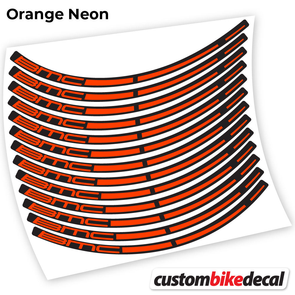 Orange Neon decal for BMC MTB wheel – bike sticker vinyl