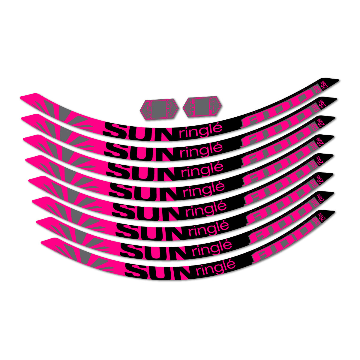 Stickers compatibles Sun Ringle ADD Comp 2017-2018 pour jantes VTT 26" – autocollants vinyle - Fuchsia