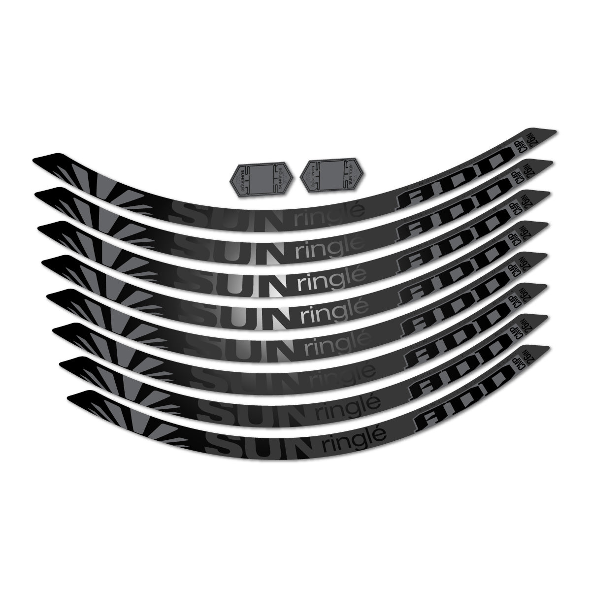 Stickers compatibles Sun Ringle ADD Comp 2017-2018 pour jantes VTT 26" – autocollants vinyle - Noir