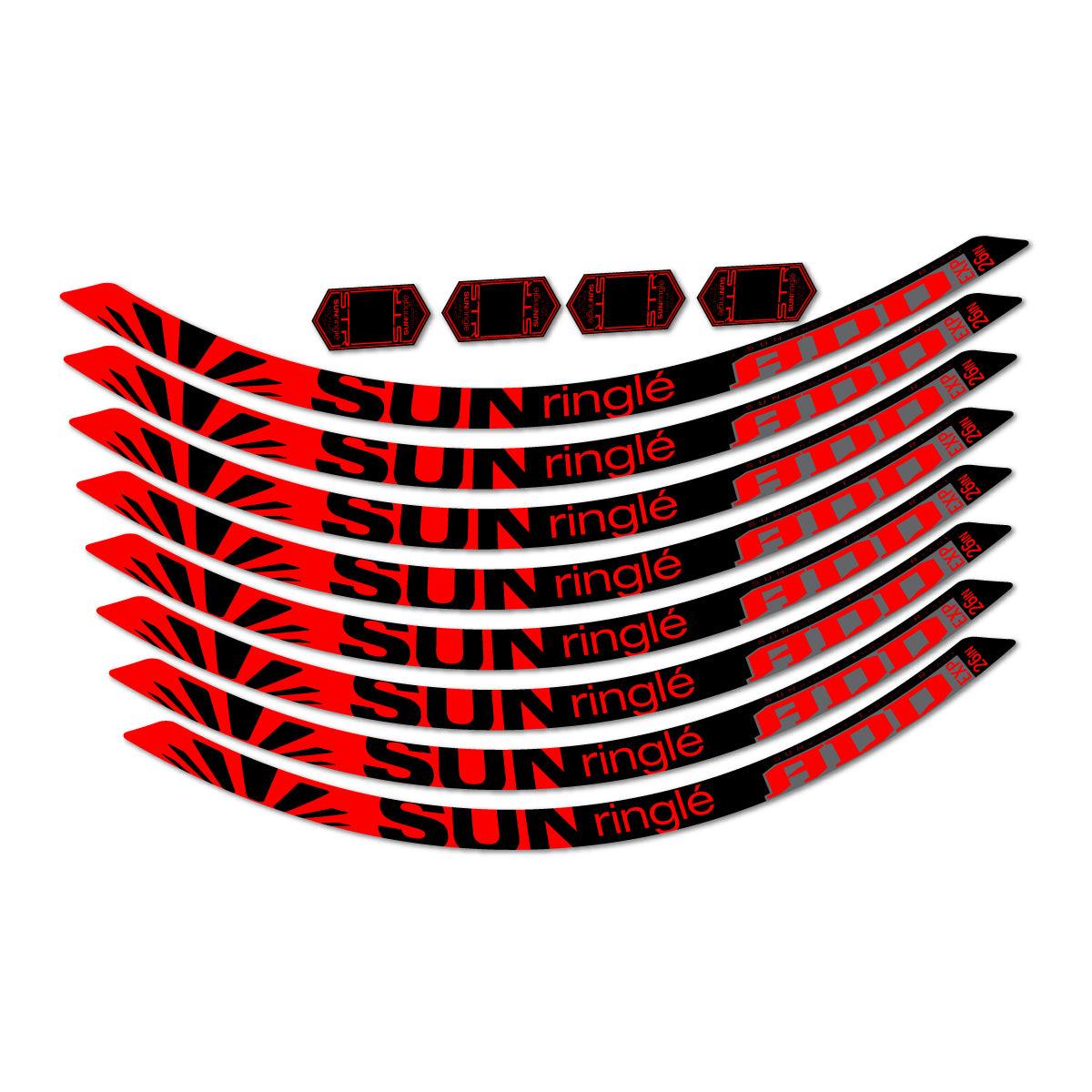 Stickers compatibles Sun Ringle ADD Expert 2017-2018 pour jantes VTT 26" – autocollants vinyle - Rouge Orangé