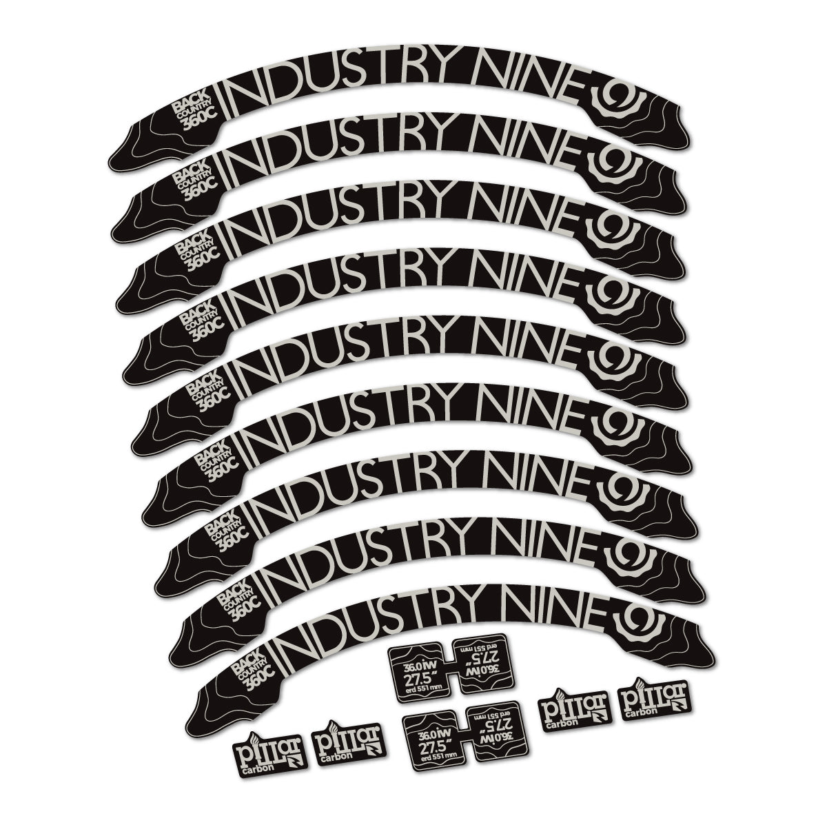 Stickers compatibles Industry Nine BC360C 2017-2018 pour jantes VTT 27.5" – autocollants vinyle - Gris Pastel