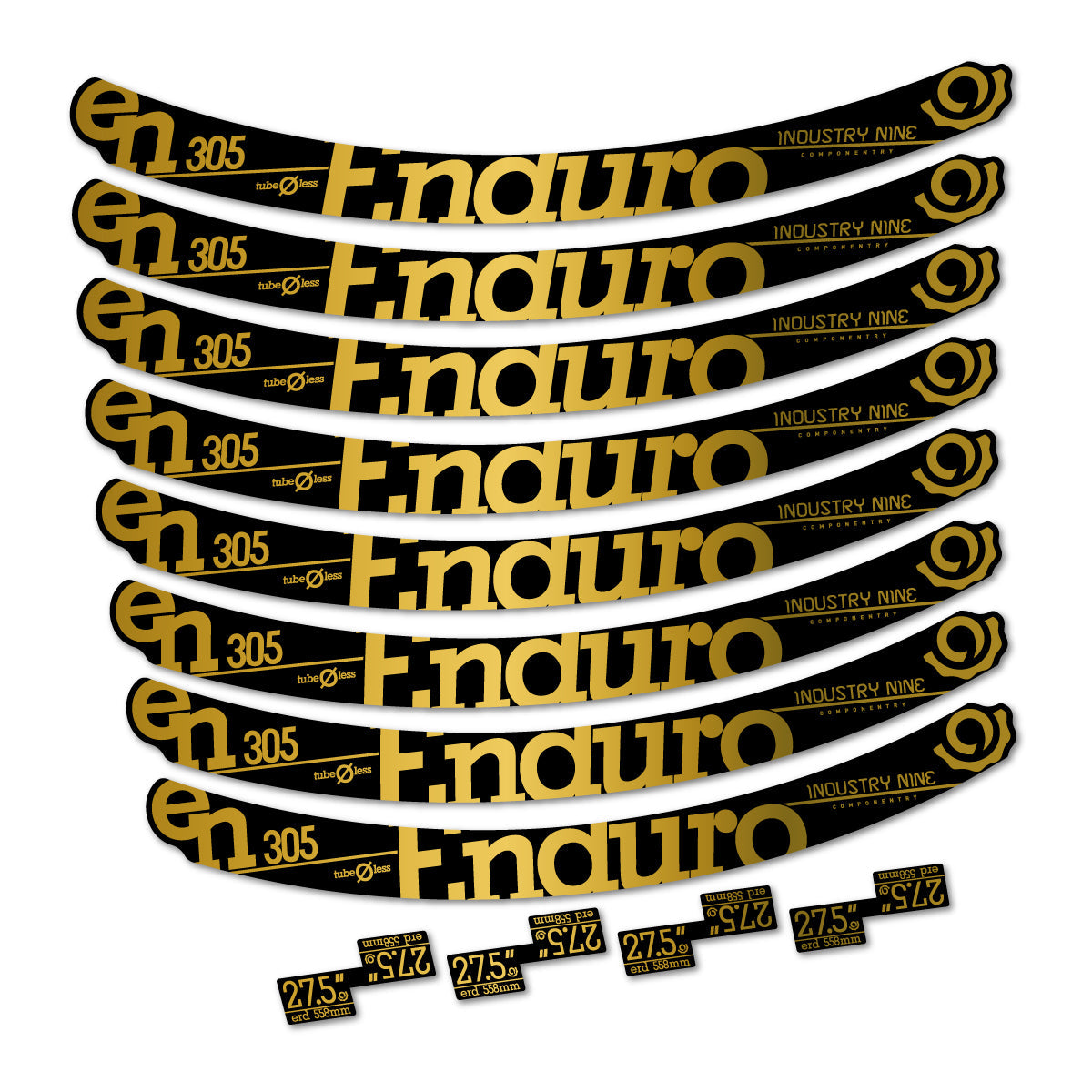Gold decal for Industry Nine Enduro 305 v2 2016-2017 MTB wheel 27.5" – bike sticker vinyl