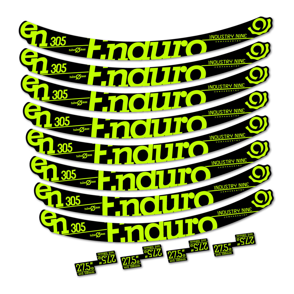 Lime Neon decal for Industry Nine Enduro 305 v2 2016-2017 MTB wheel 27.5" – bike sticker vinyl