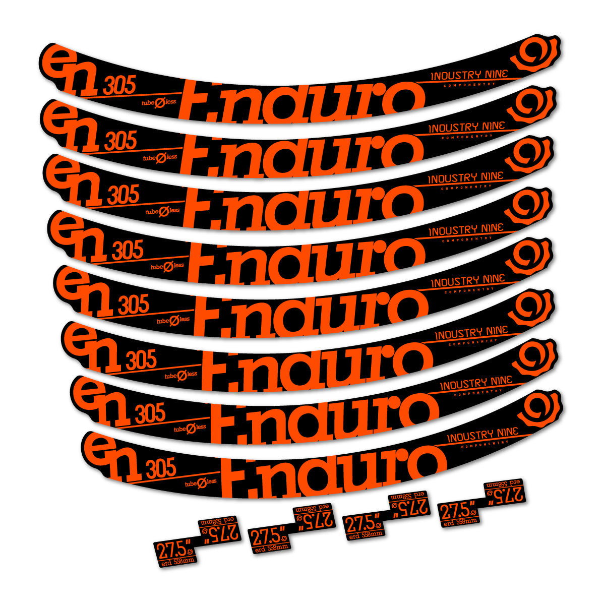 Orange Neon decal for Industry Nine Enduro 305 v2 2016-2017 MTB wheel 27.5" – bike sticker vinyl