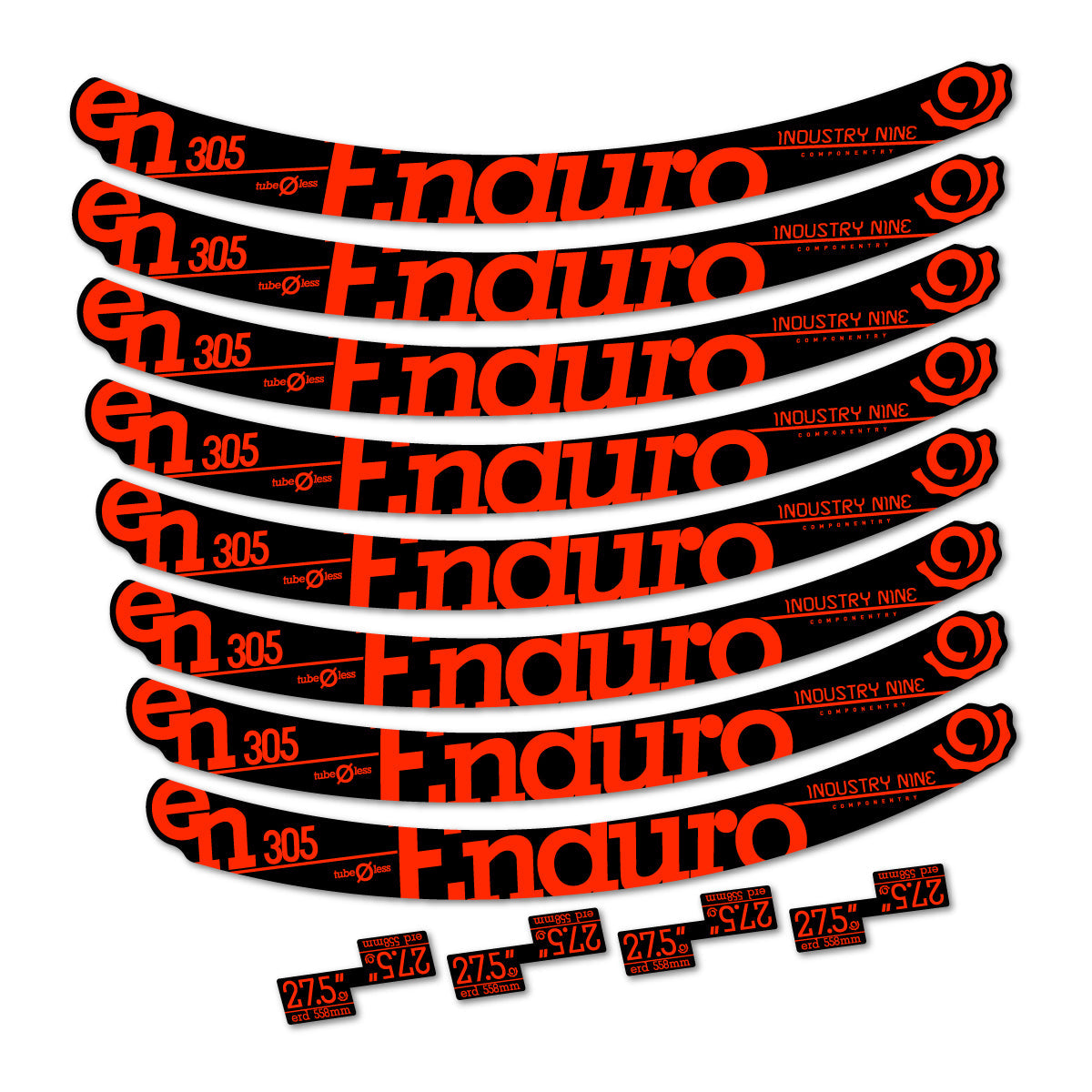 Neon Red decal for Industry Nine Enduro 305 v2 2016-2017 MTB wheel 27.5" – bike sticker vinyl