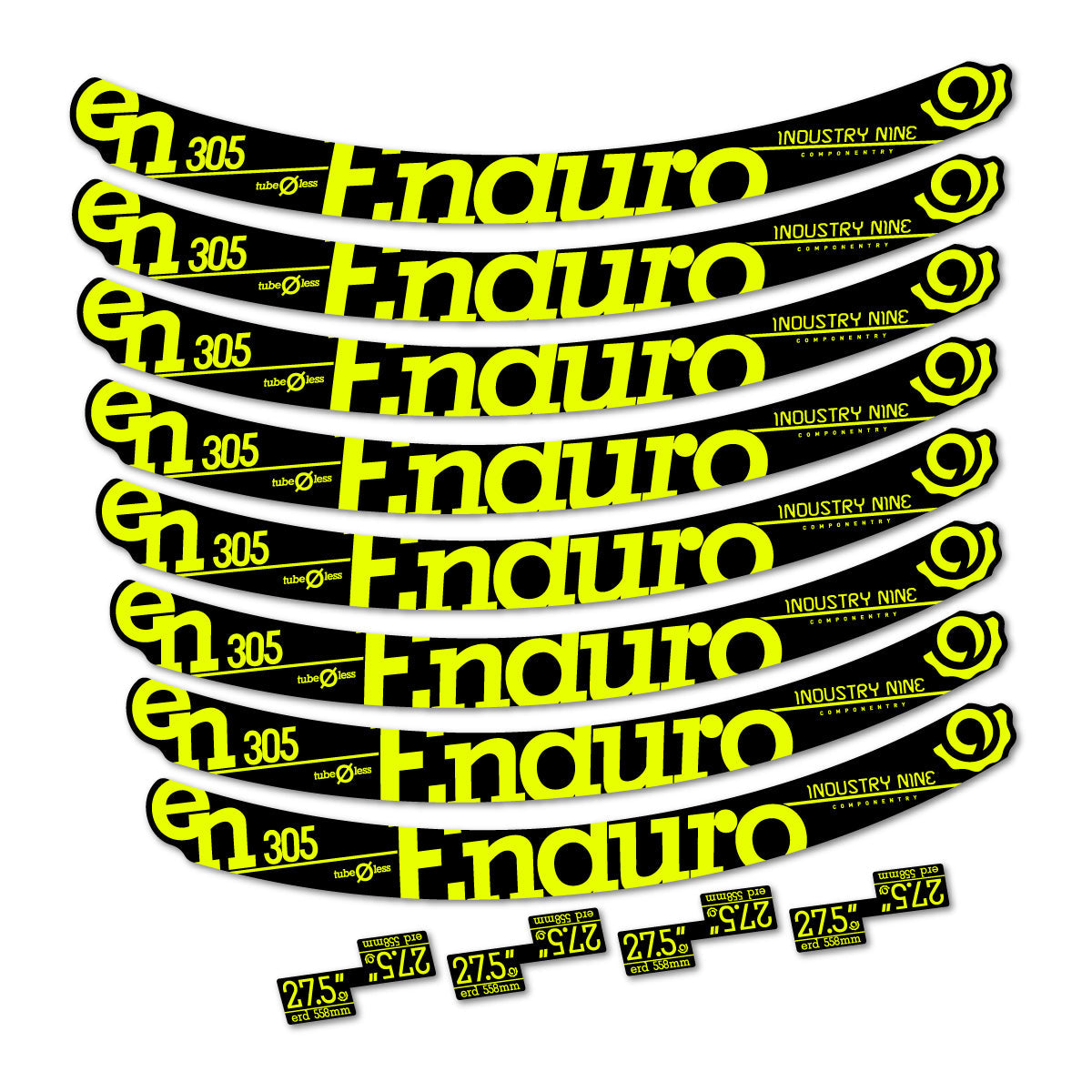 Neon Yellow decal for Industry Nine Enduro 305 v2 2016-2017 MTB wheel 27.5" – bike sticker vinyl
