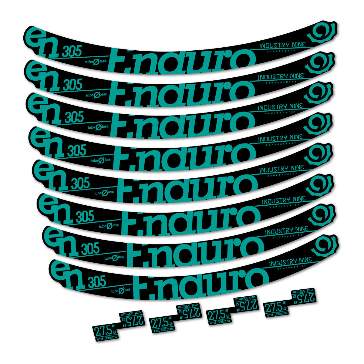 Petrol Turquoise decal for Industry Nine Enduro 305 v2 2016-2017 MTB wheel 27.5" – bike sticker vinyl