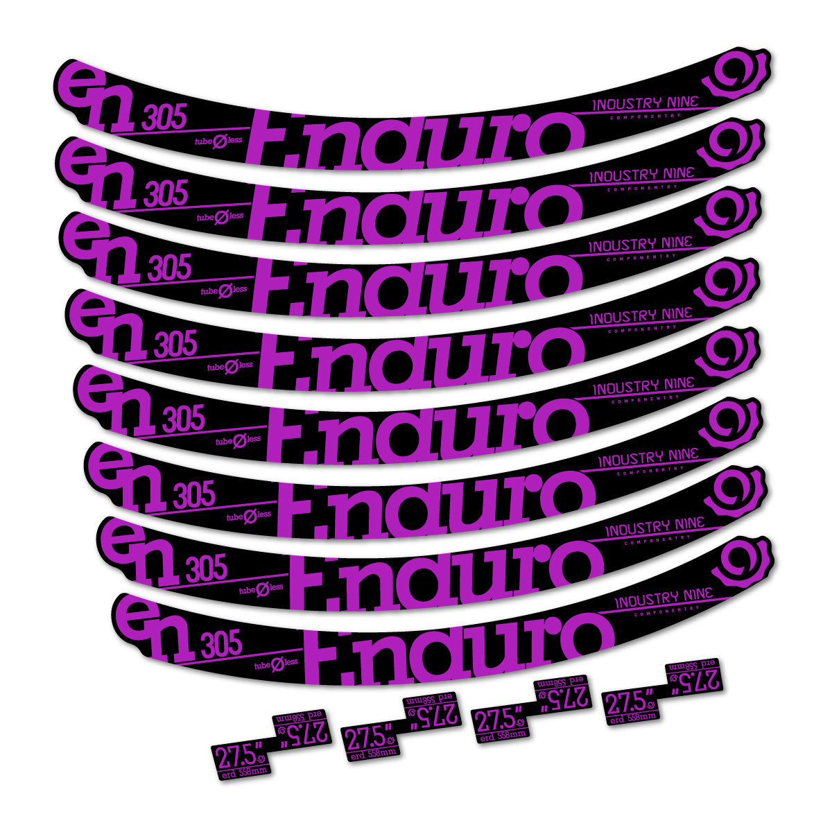 Violet Pink decal for Industry Nine Enduro 305 v2 2016-2017 MTB wheel 27.5" – bike sticker vinyl