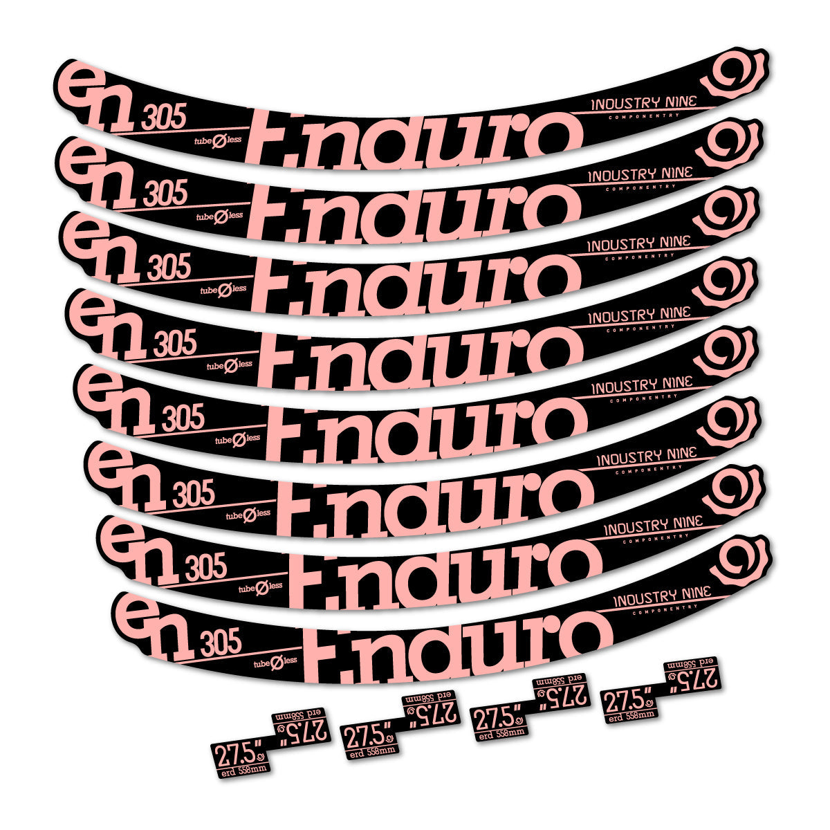 Salmon Pink decal for Industry Nine Enduro 305 v2 2016-2017 MTB wheel 27.5" – bike sticker vinyl