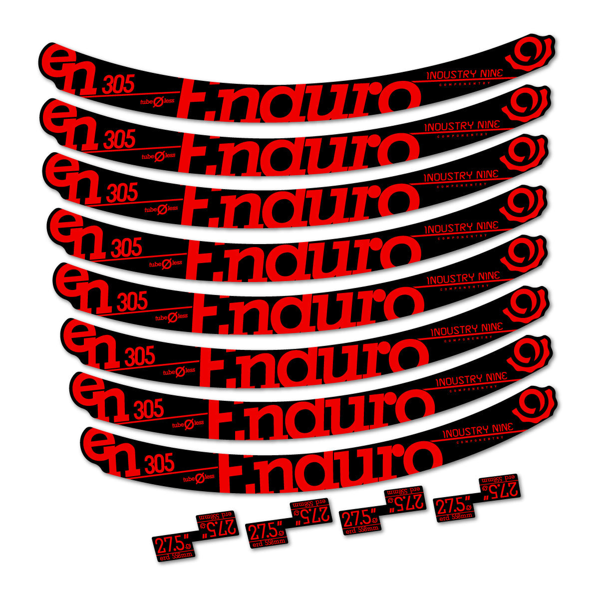 Red decal for Industry Nine Enduro 305 v2 2016-2017 MTB wheel 27.5" – bike sticker vinyl