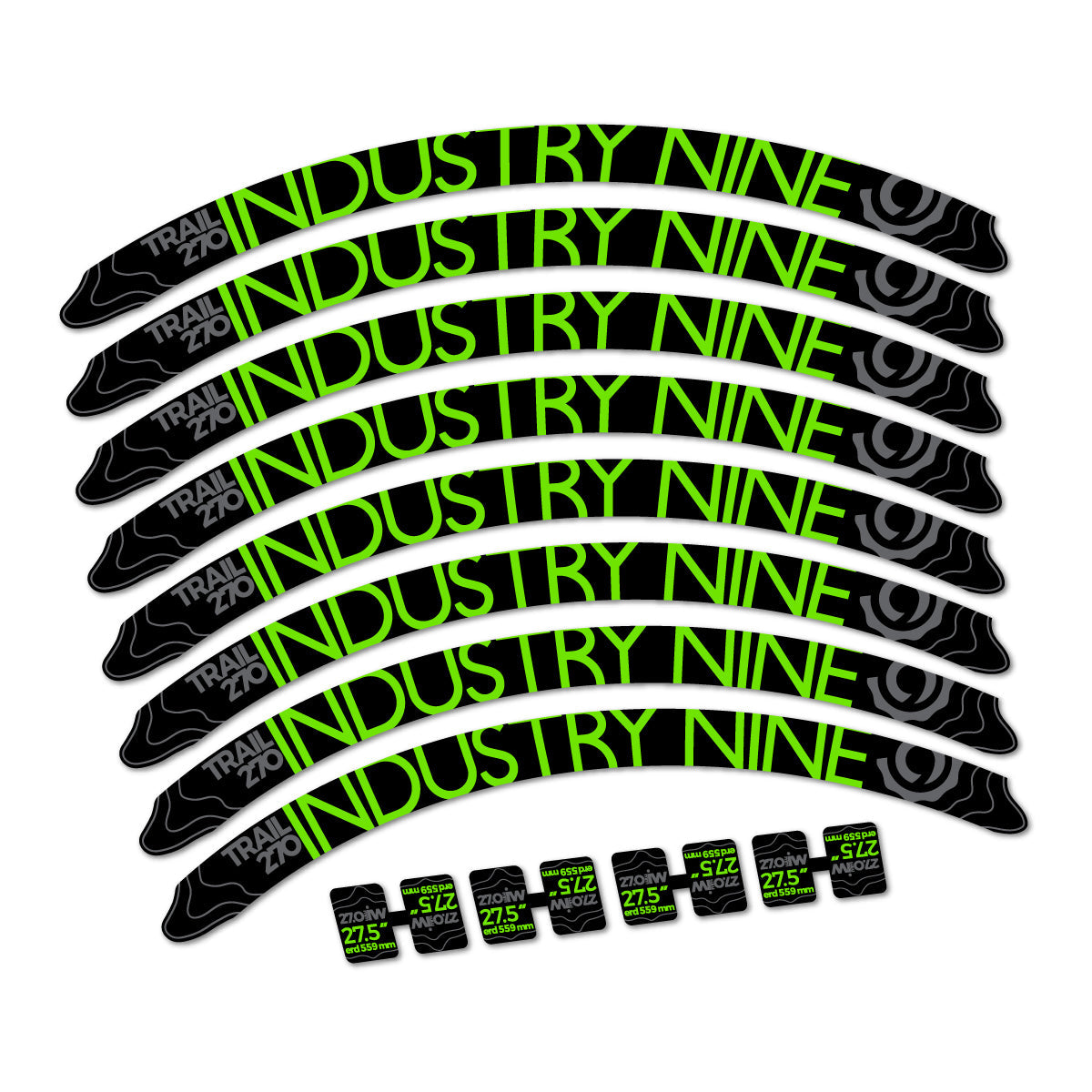 Apple Green decal for Industry Nine Trail 270 2018 MTB wheel 27.5" – bike sticker vinyl