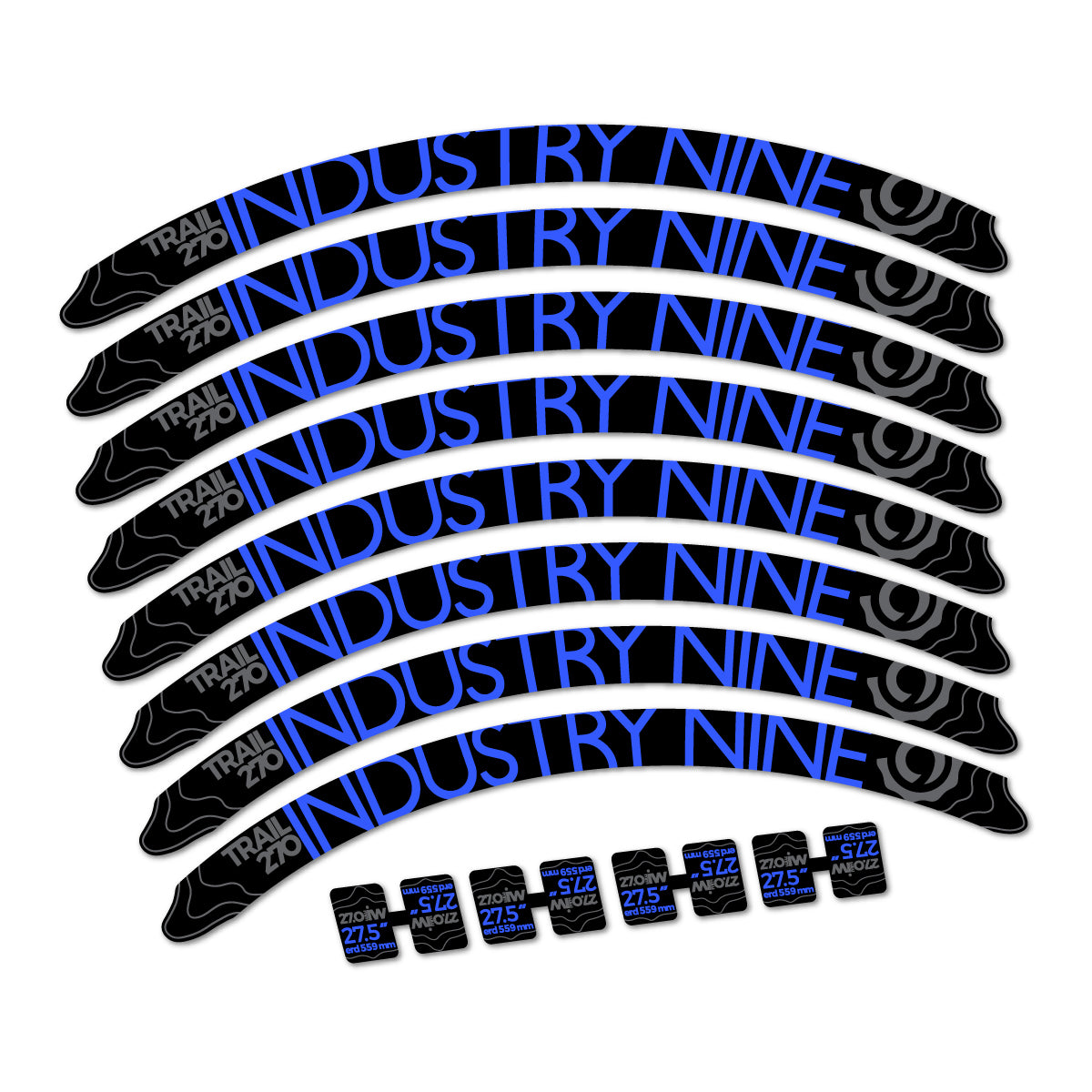 Stickers compatibles Industry Nine Trail 270 2018 pour jantes VTT 27.5" – autocollants vinyle - Bleu