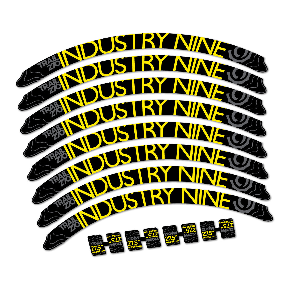 Yellow decal for Industry Nine Trail 270 2018 MTB wheel 27.5" – bike sticker vinyl