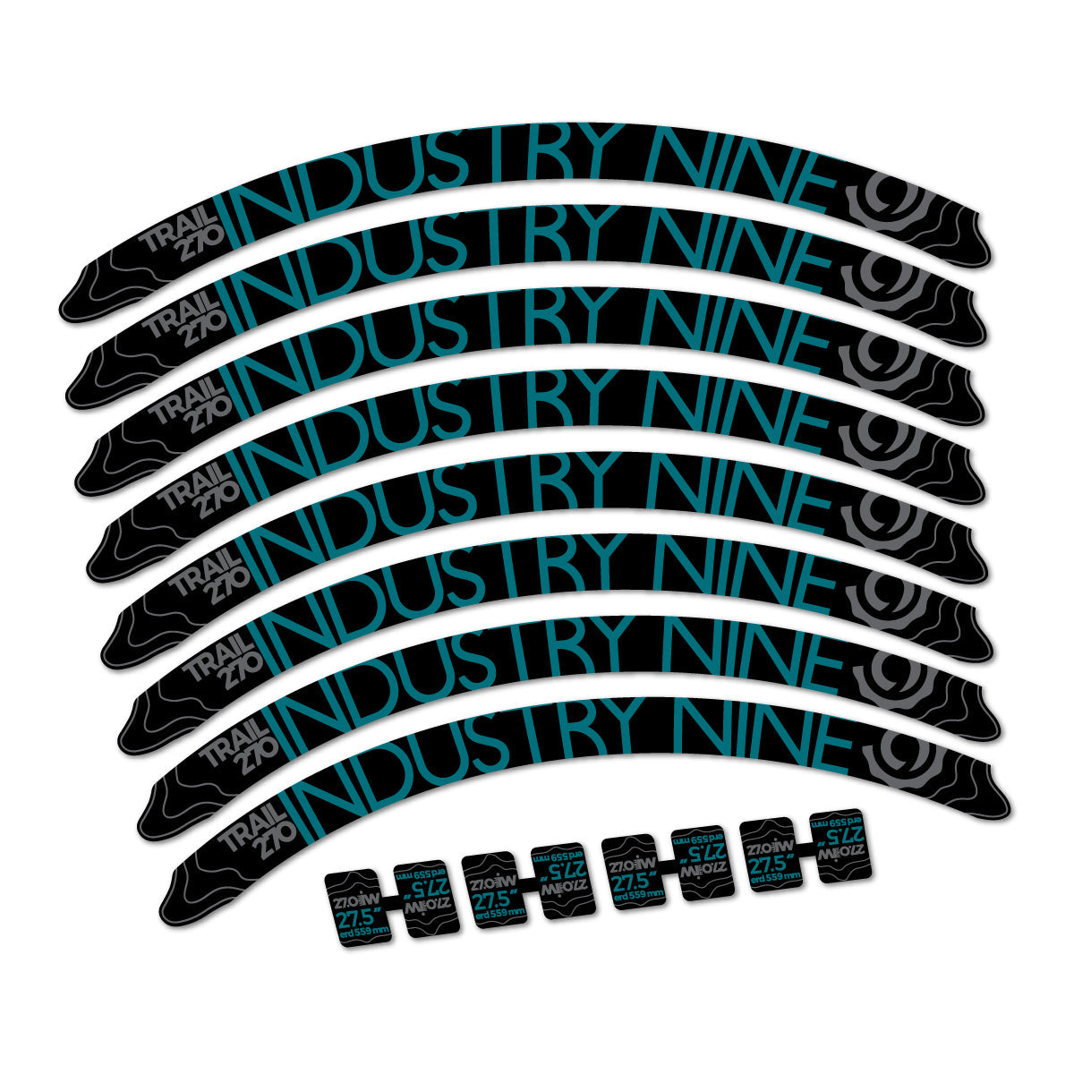 Dark Turquoise decal for Industry Nine Trail 270 2018 MTB wheel 27.5" – bike sticker vinyl