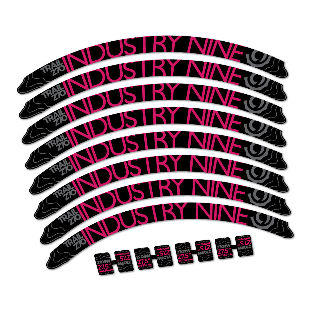 Dark Pink decal for Industry Nine Trail 270 2018 MTB wheel 27.5" – bike sticker vinyl