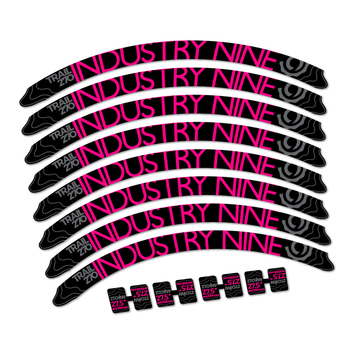 Stickers compatibles Industry Nine Trail 270 2018 pour jantes VTT 27.5" – autocollants vinyle - Fuchsia