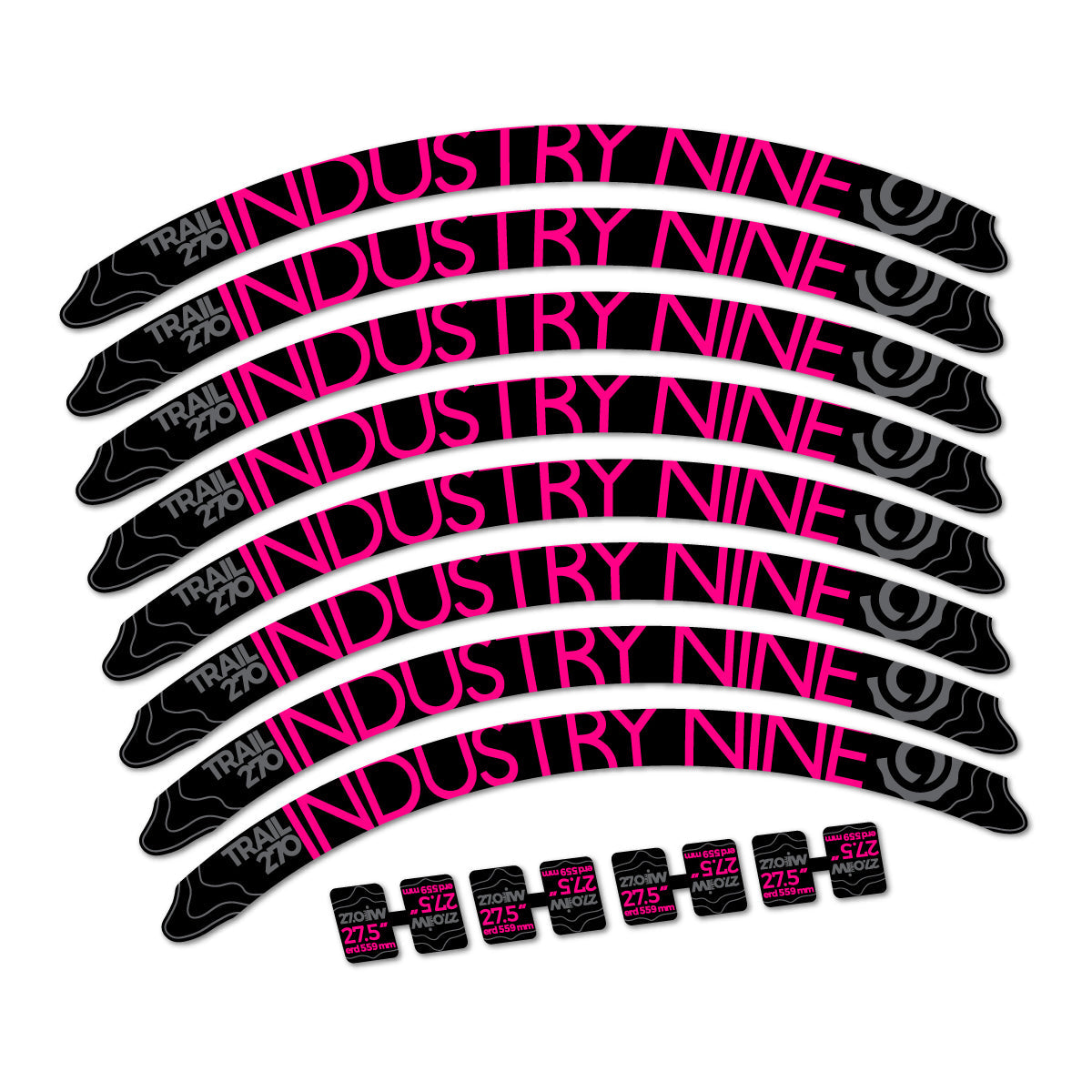 Fuchsia decal for Industry Nine Trail 270 2018 MTB wheel 27.5" – bike sticker vinyl