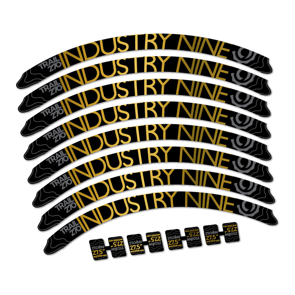 Gold decal for Industry Nine Trail 270 2018 MTB wheel 27.5" – bike sticker vinyl