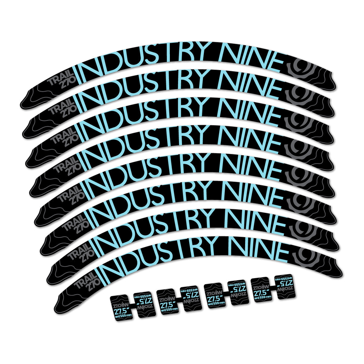 Sky Blue decal for Industry Nine Trail 270 2018 MTB wheel 27.5" – bike sticker vinyl