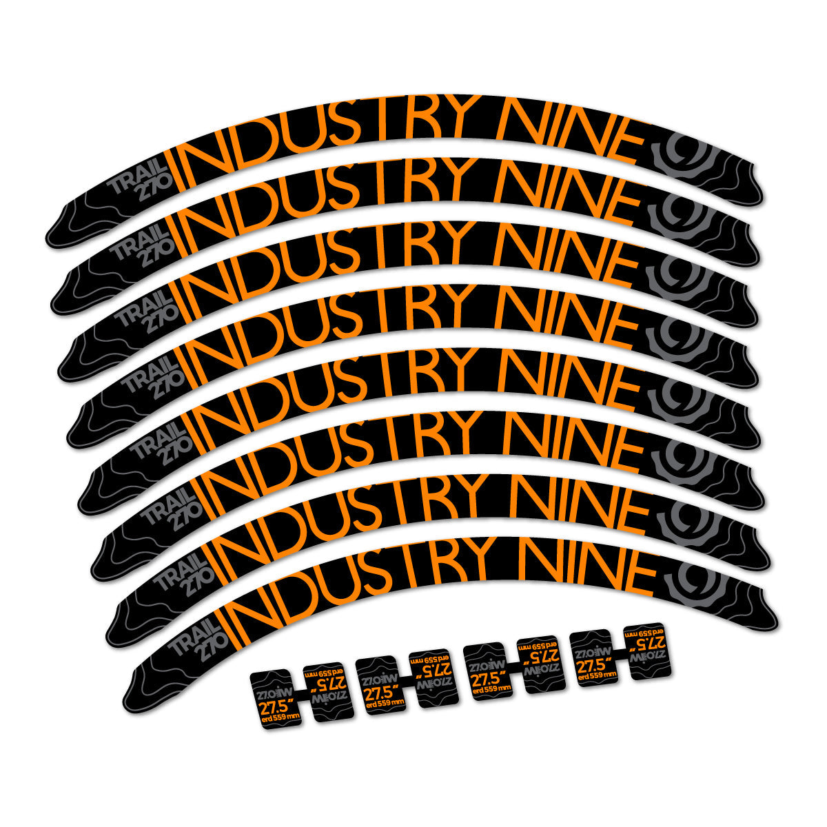 Light Neon Orange decal for Industry Nine Trail 270 2018 MTB wheel 27.5" – bike sticker vinyl