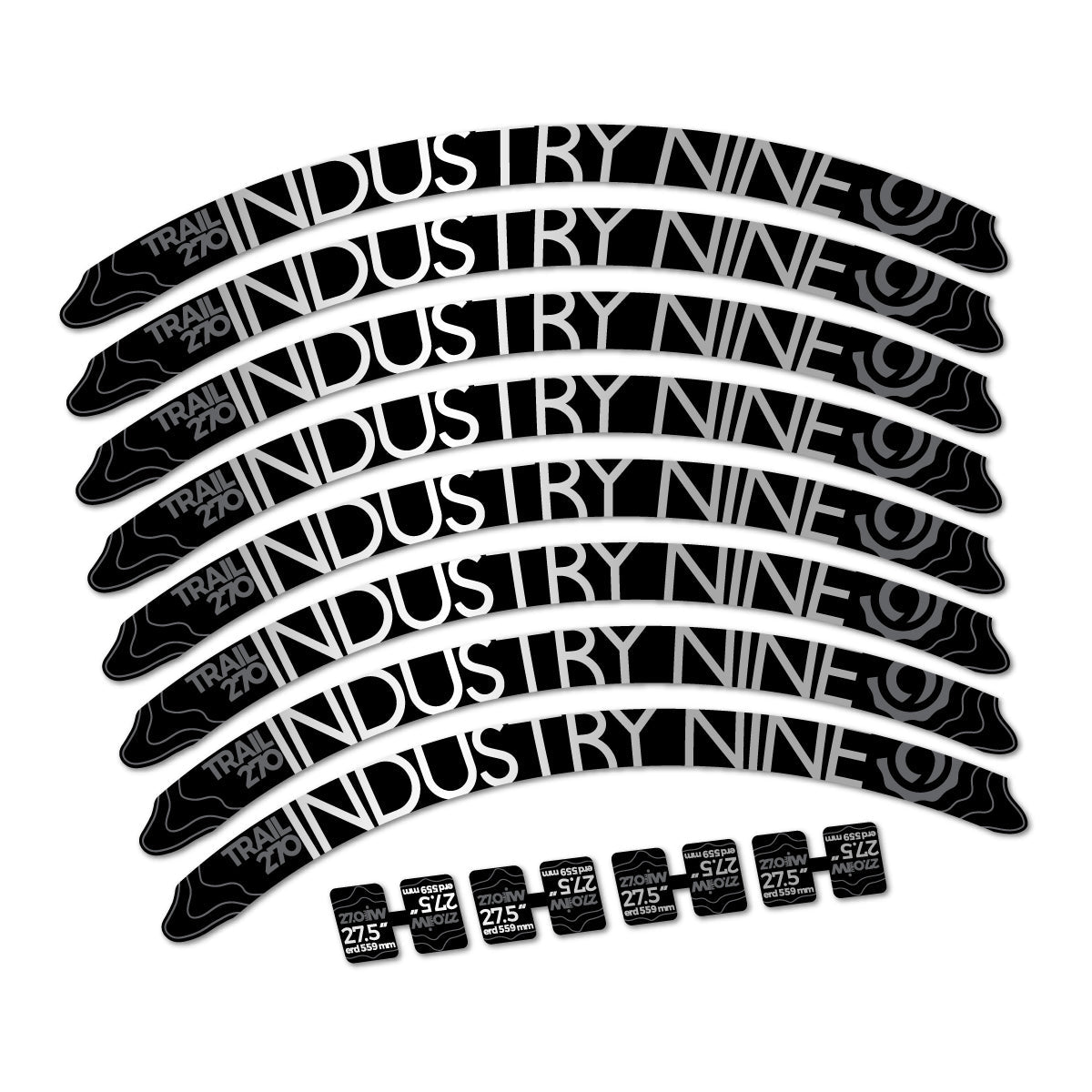 Light Silver decal for Industry Nine Trail 270 2018 MTB wheel 27.5" – bike sticker vinyl