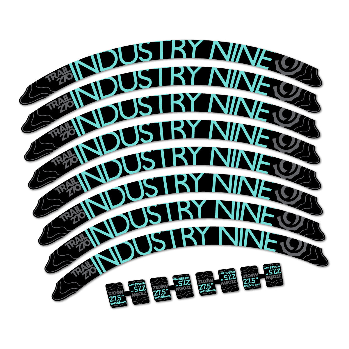 Blue Green decal for Industry Nine Trail 270 2018 MTB wheel 27.5" – bike sticker vinyl