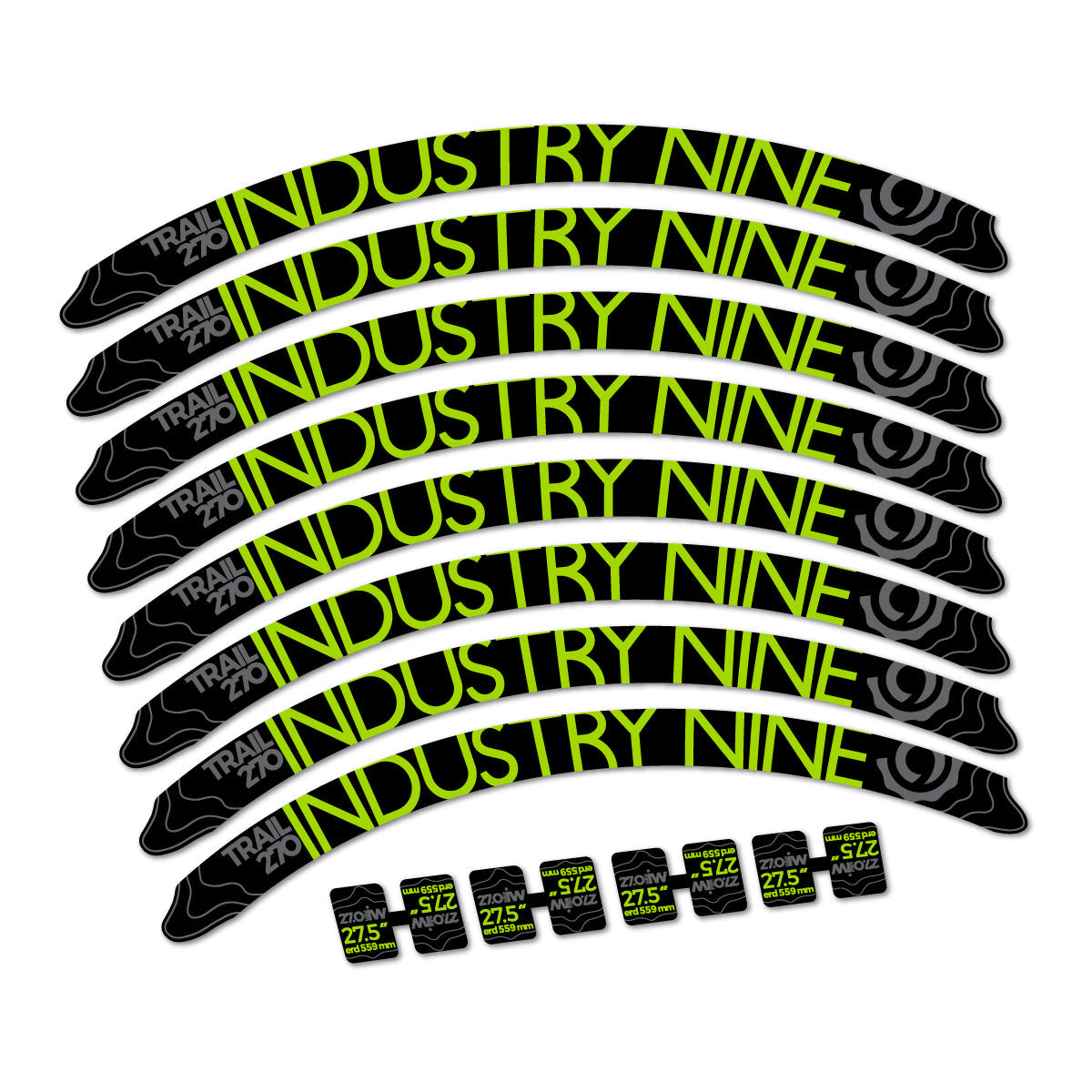 Lime Green decal for Industry Nine Trail 270 2018 MTB wheel 27.5" – bike sticker vinyl