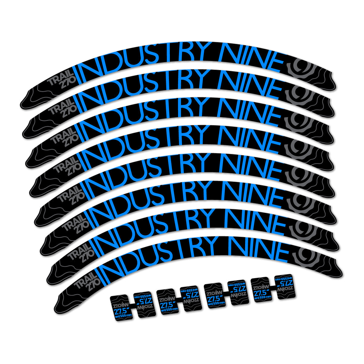 Luminous Cyan decal for Industry Nine Trail 270 2018 MTB wheel 27.5" – bike sticker vinyl
