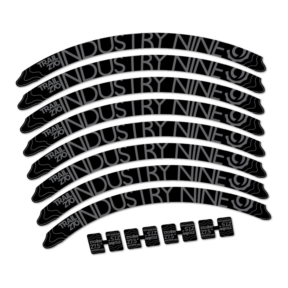 Medium Grey decal for Industry Nine Trail 270 2018 MTB wheel 27.5" – bike sticker vinyl