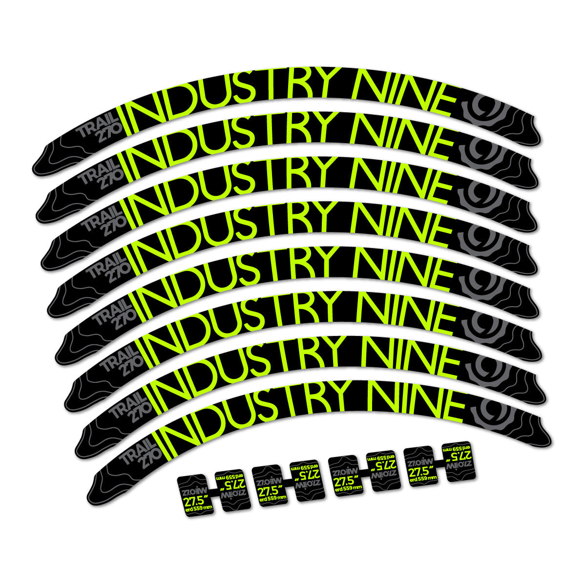 Lime Neon decal for Industry Nine Trail 270 2018 MTB wheel 27.5" – bike sticker vinyl