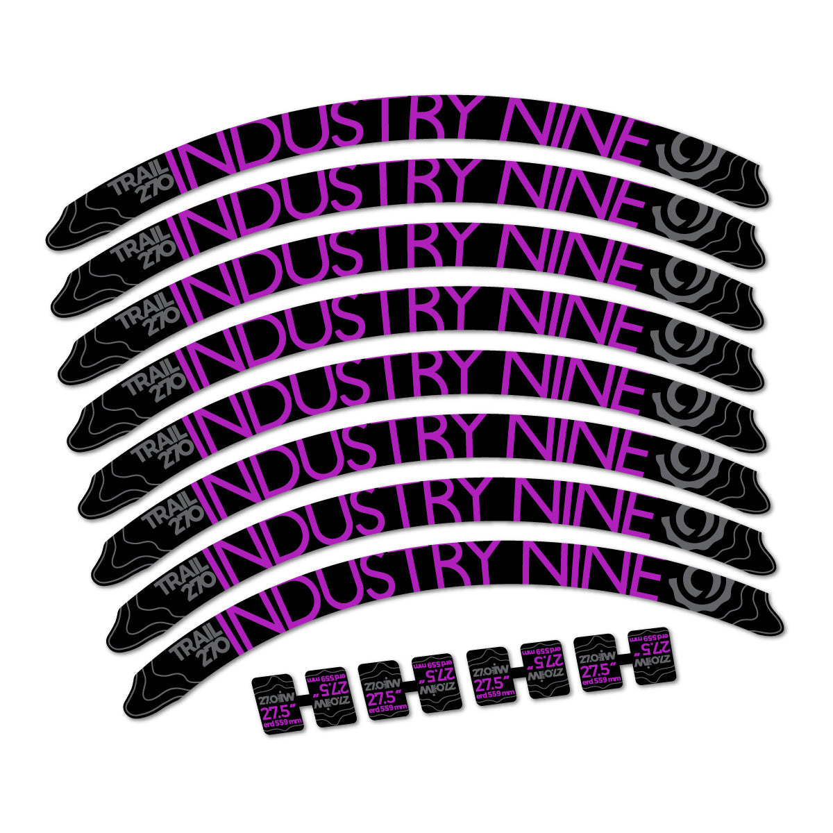 Violet Pink decal for Industry Nine Trail 270 2018 MTB wheel 27.5" – bike sticker vinyl