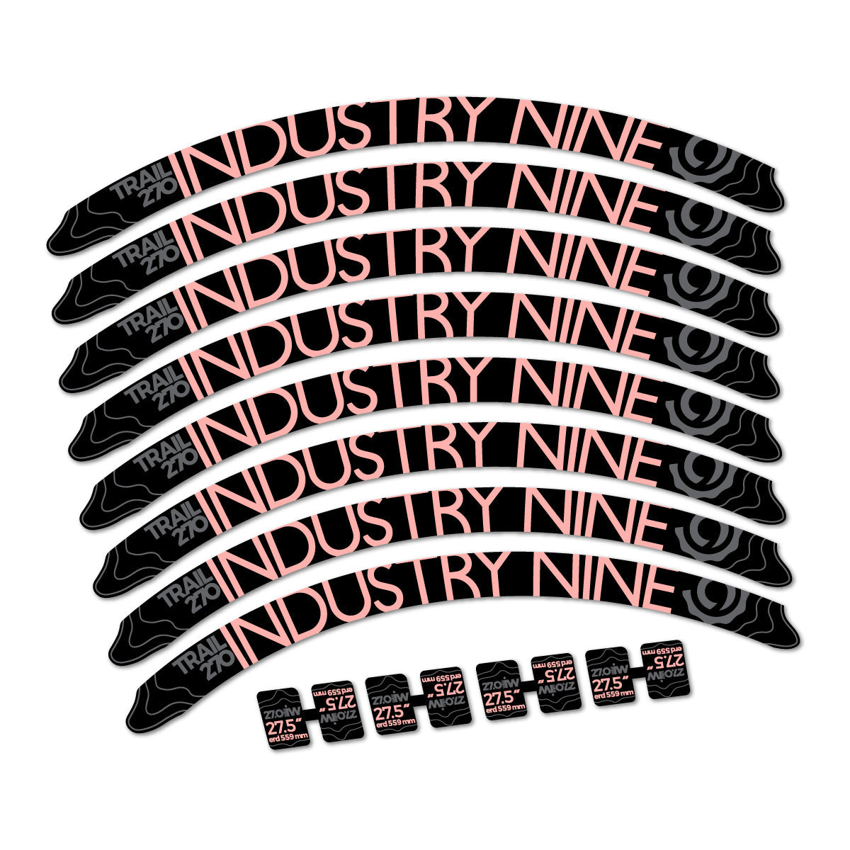 Salmon Pink decal for Industry Nine Trail 270 2018 MTB wheel 27.5" – bike sticker vinyl