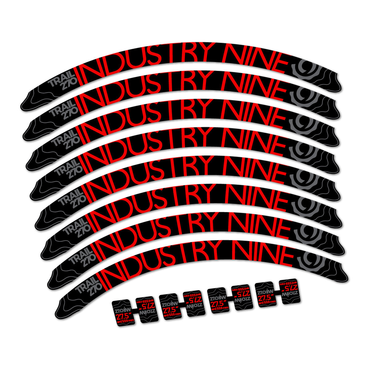Red decal for Industry Nine Trail 270 2018 MTB wheel 27.5" – bike sticker vinyl