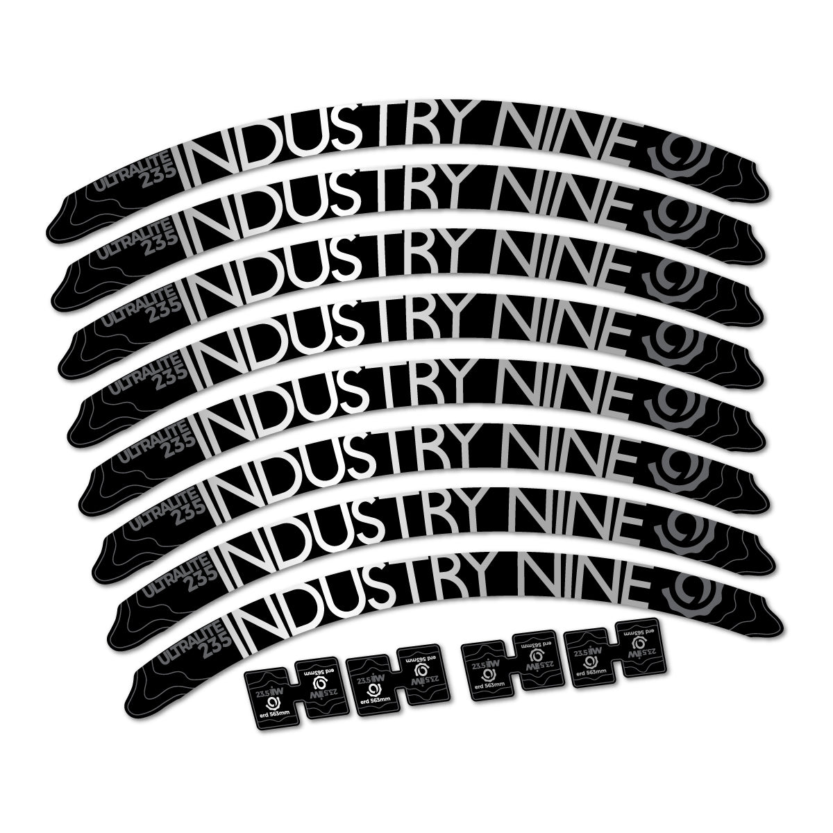 Stickers compatibles Industry Nine Ultralite 235 2017-2018 pour jantes VTT 27.5" – autocollants vinyle - Argent