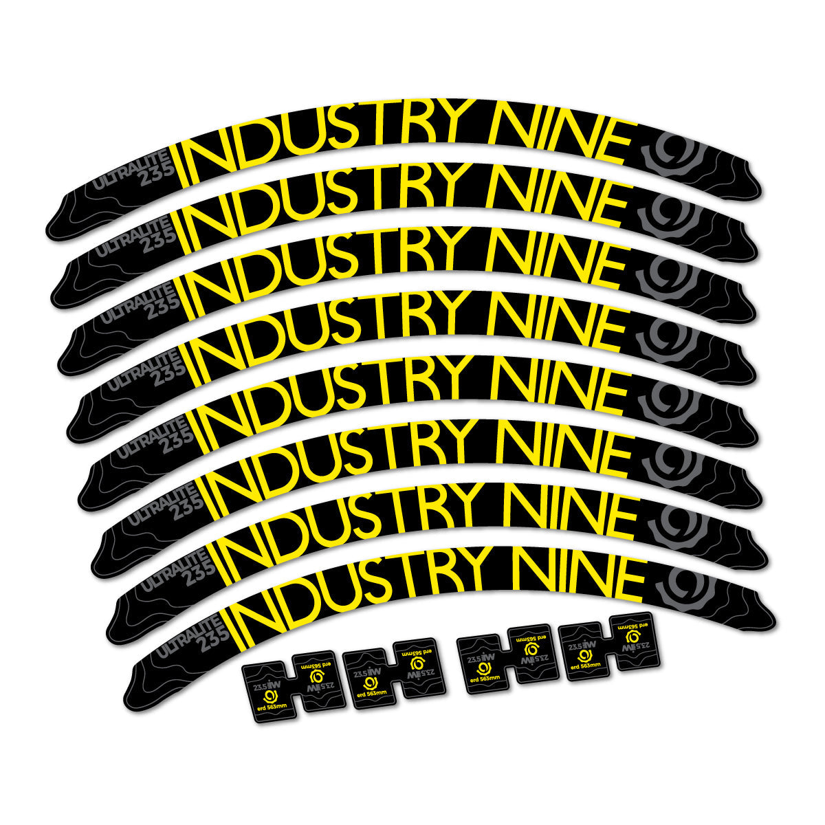 Yellow decal for Industry Nine Ultralite 235 2017-2018 MTB wheel 27.5" – bike sticker vinyl