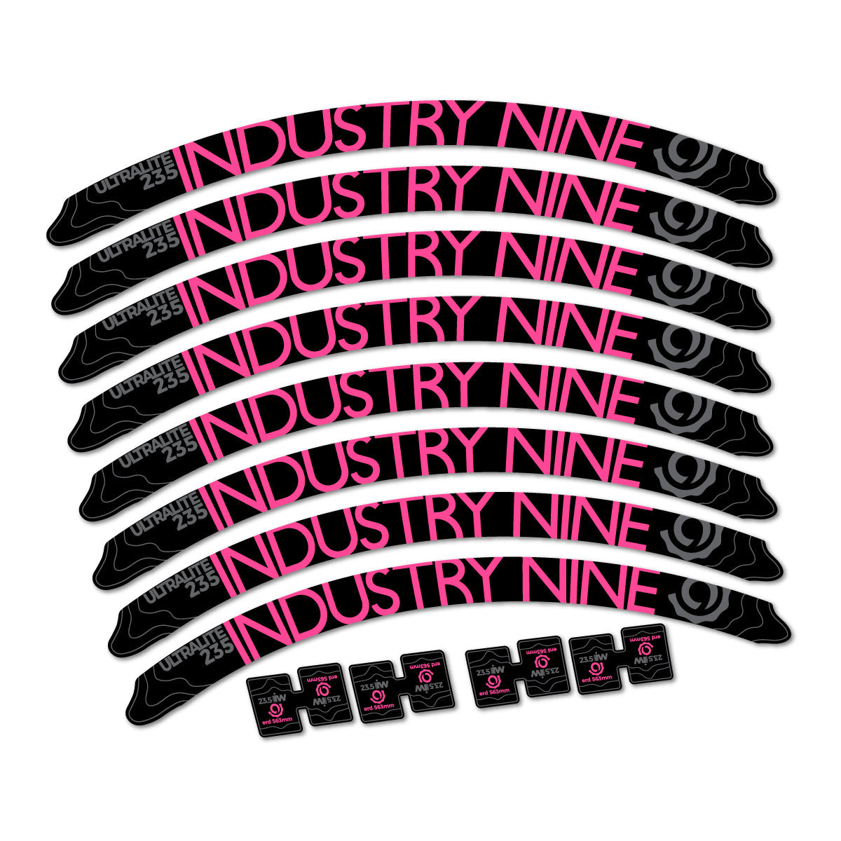 Bubblegum Pink decal for Industry Nine Ultralite 235 2017-2018 MTB wheel 27.5" – bike sticker vinyl