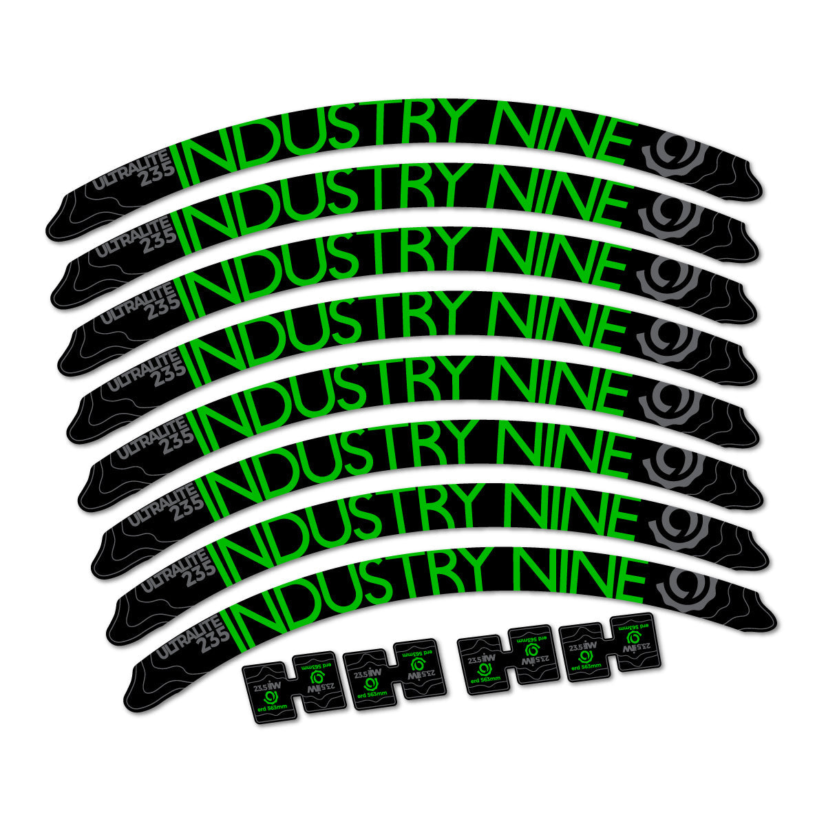 Grass Green decal for Industry Nine Ultralite 235 2017-2018 MTB wheel 27.5" – bike sticker vinyl