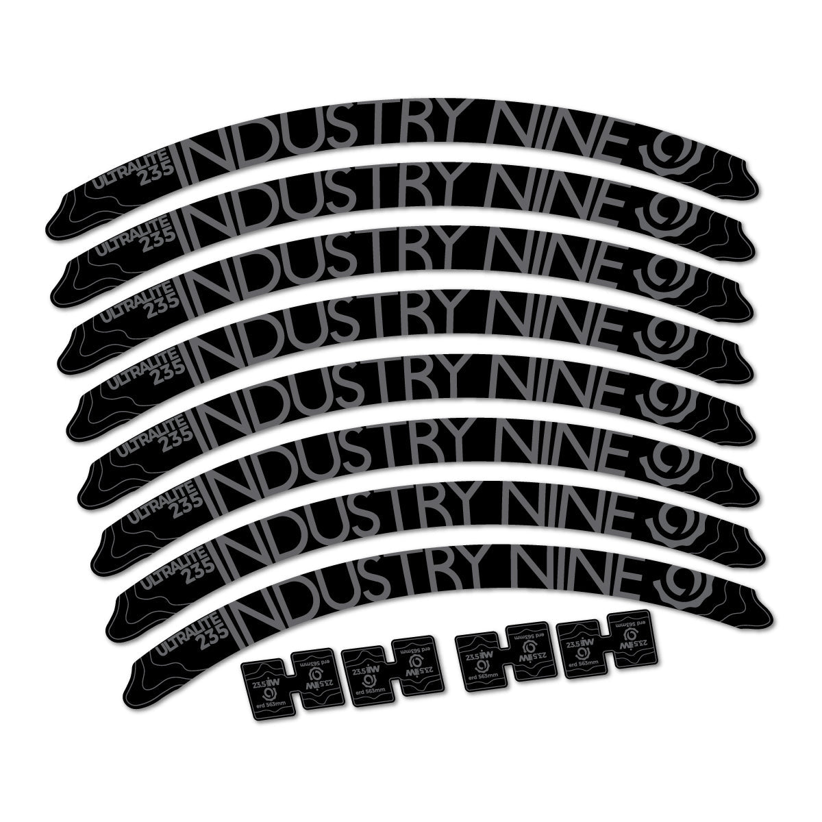 Medium Grey decal for Industry Nine Ultralite 235 2017-2018 MTB wheel 27.5" – bike sticker vinyl