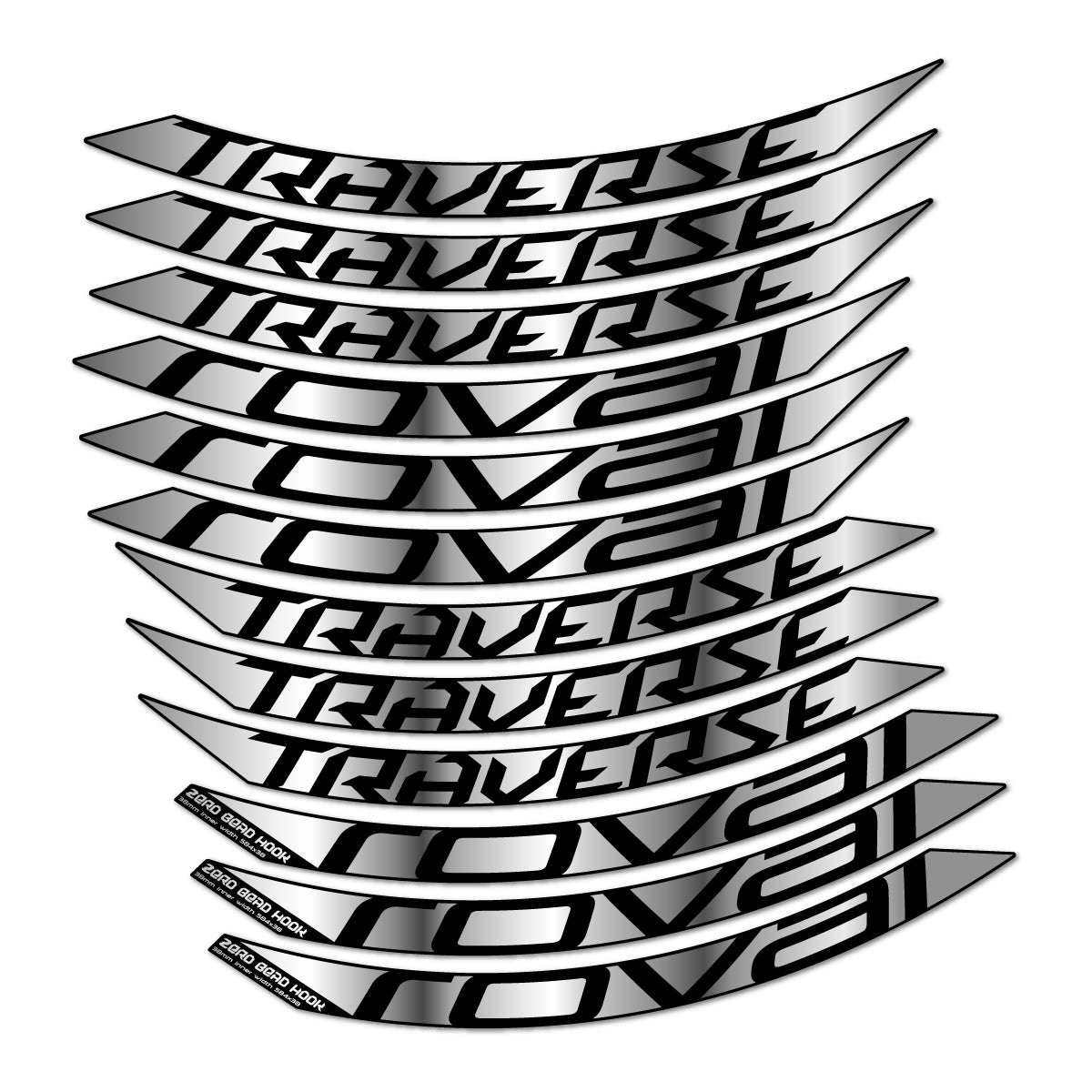 Stickers compatibles Roval Traverse 38 Alloy 2016-2018 pour jantes VTT 27.5" – autocollants vinyle - Argent Chromé