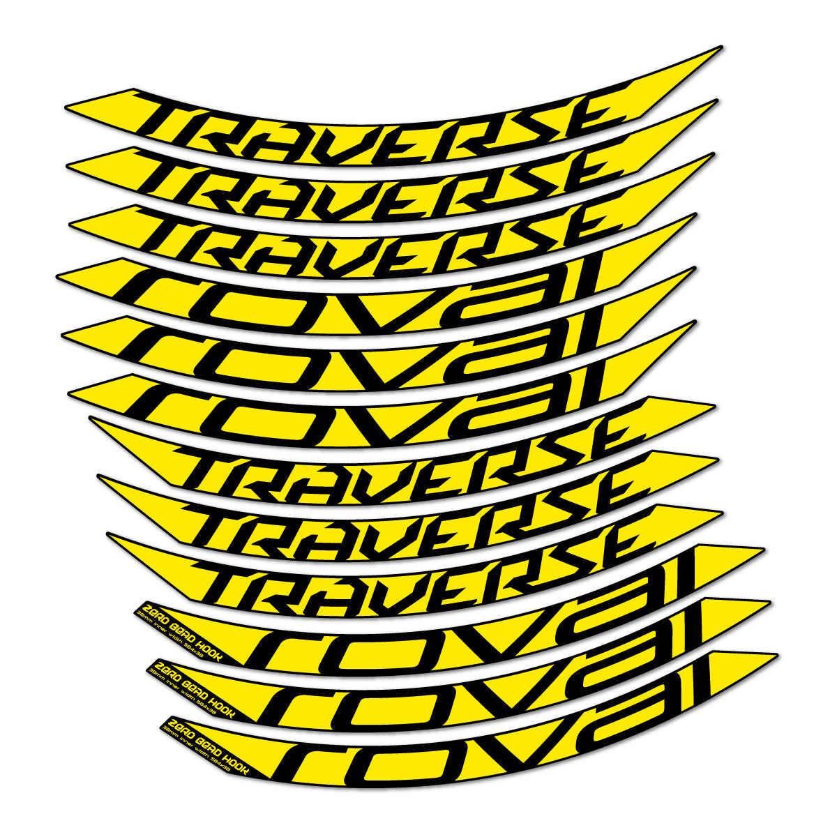 Stickers compatibles Roval Traverse 38 Alloy 2016-2018 pour jantes VTT 27.5" – autocollants vinyle - Jaune Vif