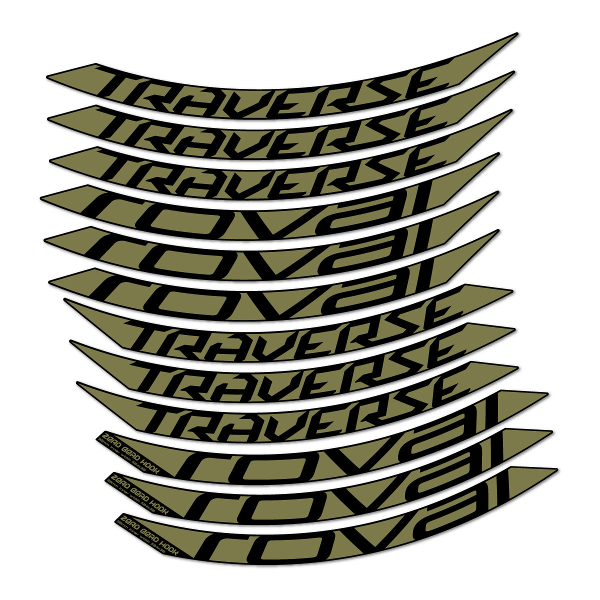 Stickers compatibles Roval Traverse 38 Alloy 2016-2018 pour jantes VTT 27.5" – autocollants vinyle - Kaki