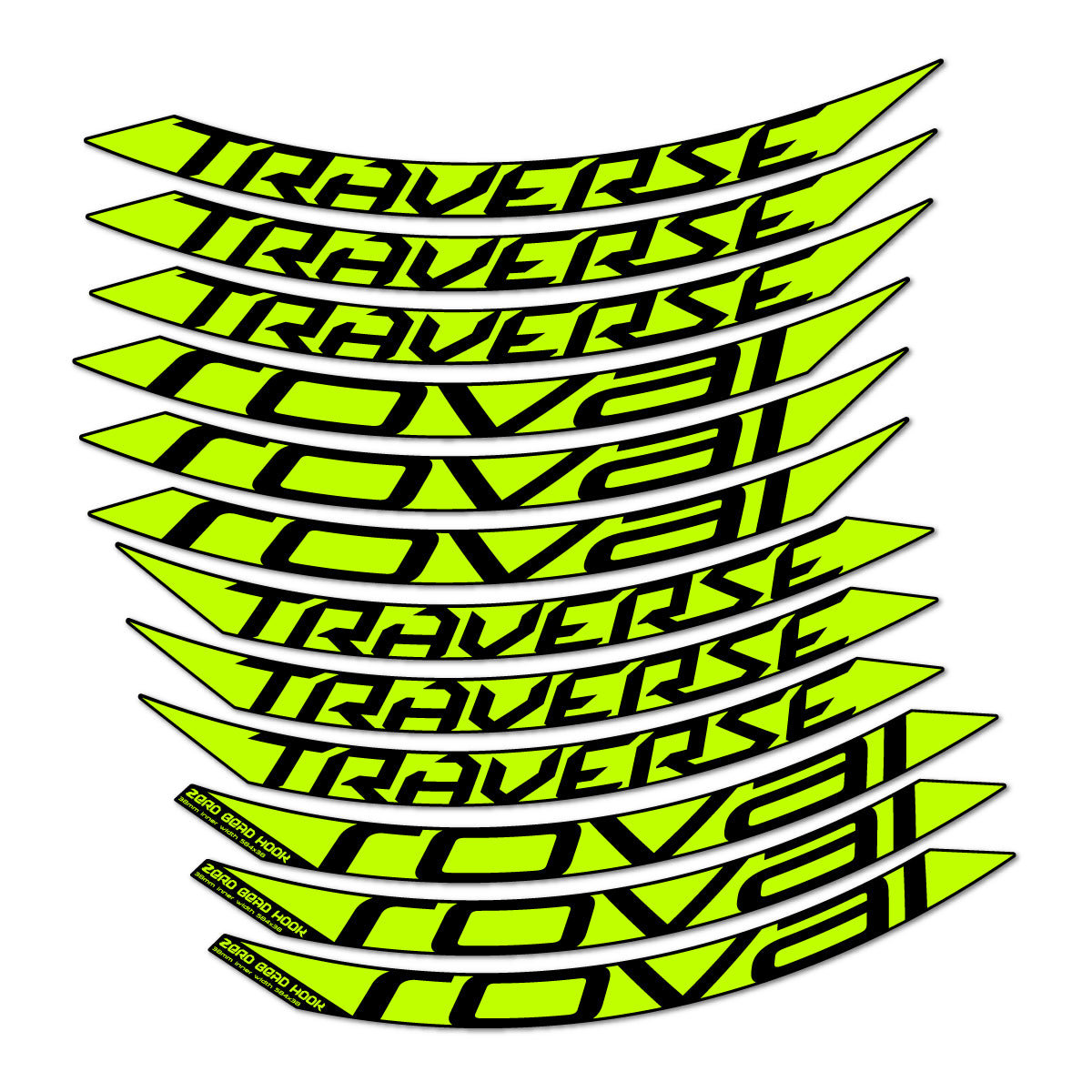 Stickers compatibles Roval Traverse 38 Alloy 2016-2018 pour jantes VTT 27.5" – autocollants vinyle - Vert Lime Fluo