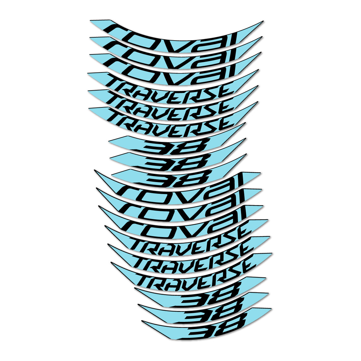 Stickers compatibles Roval Traverse 38 SL 2016-2017 pour jantes VTT 27.5" – autocollants vinyle - Cyan Glacier