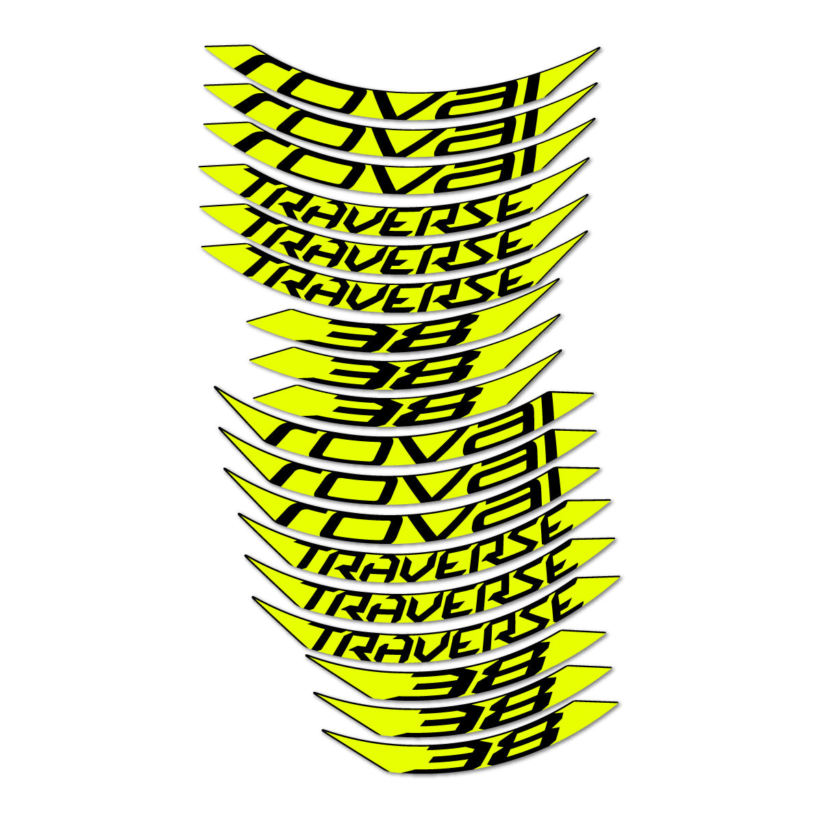Stickers compatibles Roval Traverse 38 SL 2016-2017 pour jantes VTT 27.5" – autocollants vinyle - Jaune Fluo