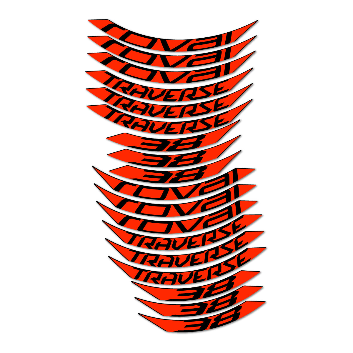 Stickers compatibles Roval Traverse 38 SL 2016-2017 pour jantes VTT 27.5" – autocollants vinyle - Rouge Fluo