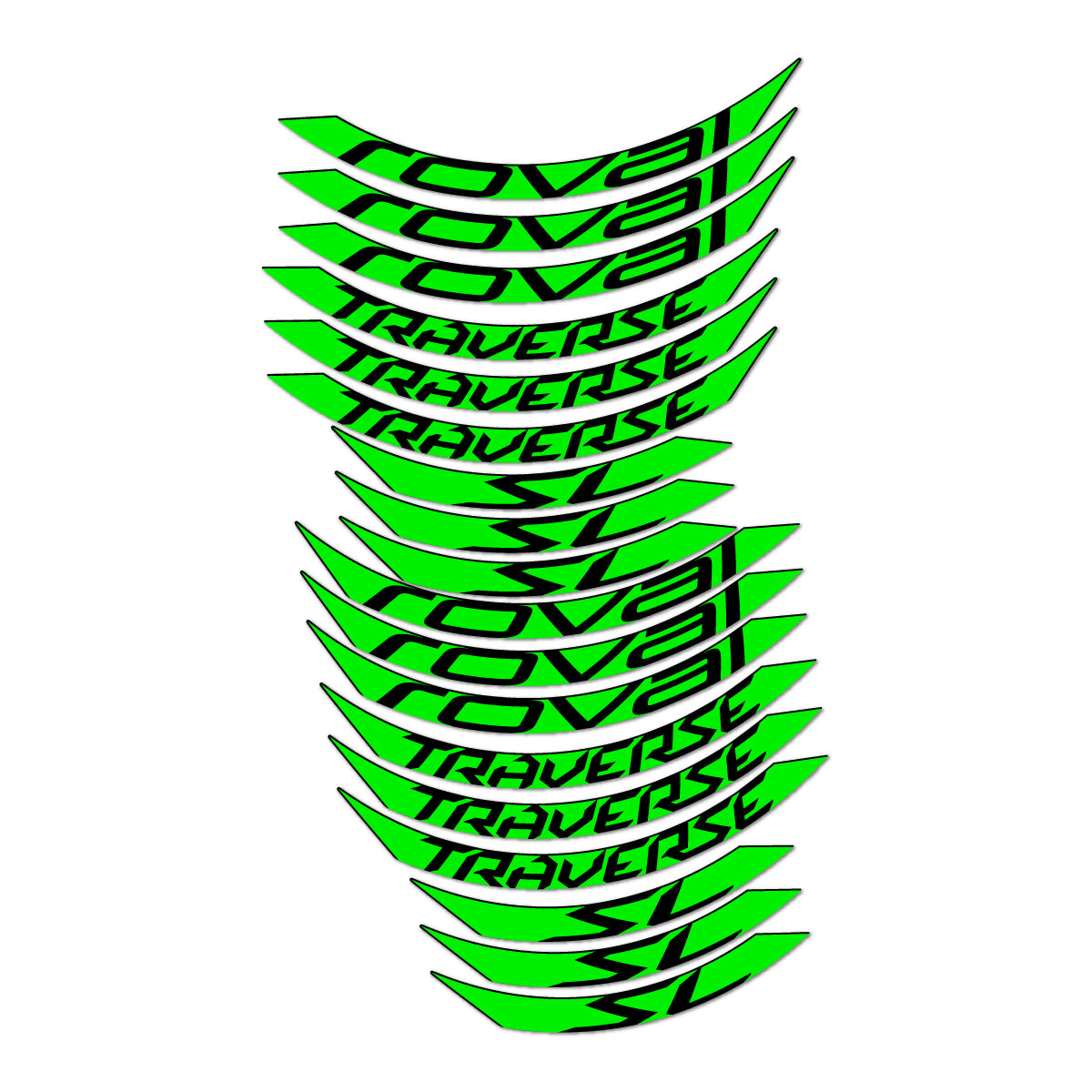 Stickers compatibles Roval Traverse SL 2015-2017 pour jantes VTT 27.5" – autocollants vinyle - Vert Fluo