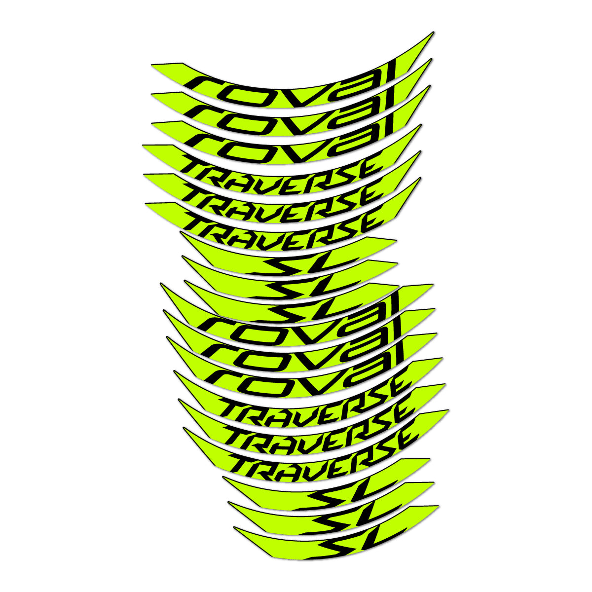 Stickers compatibles Roval Traverse SL 2015-2017 pour jantes VTT 27.5" – autocollants vinyle - Vert Lime Fluo